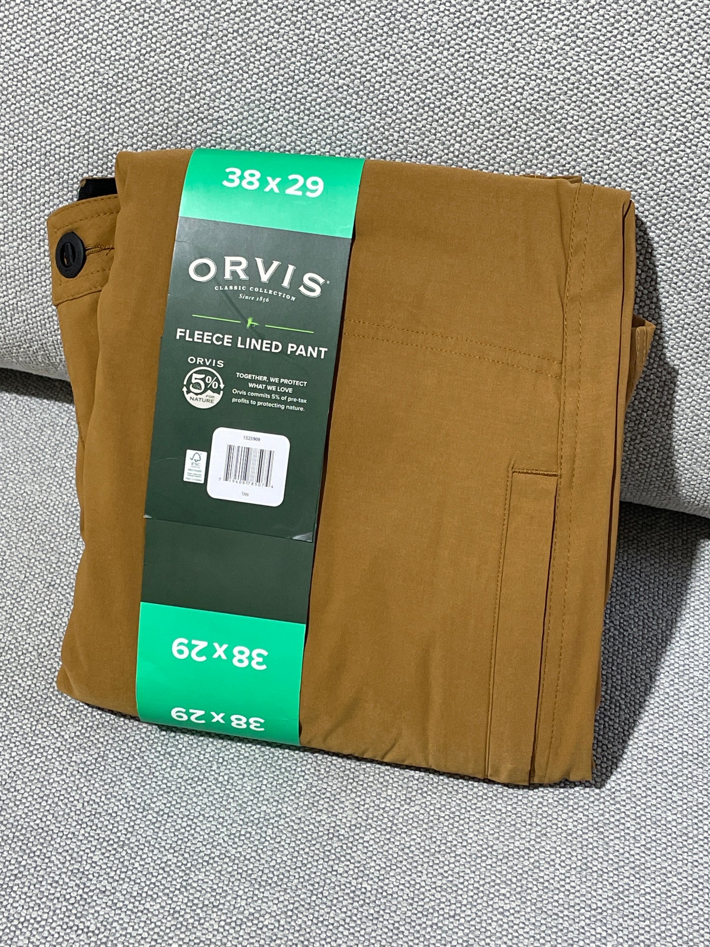 Orvis Men’s Fleece Lined Brown Pant 38x29