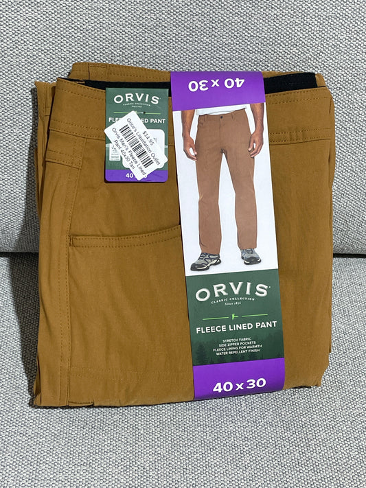 Orvis Men’s Fleece Lined Pant 40x30 Tan