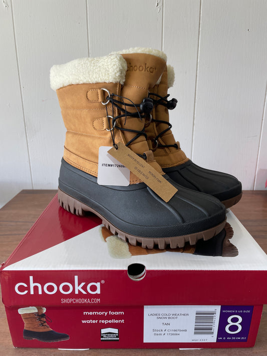 Chooka Women's Cold Weather Snow Boot Water Repellent Memory Foam Tan size 8
