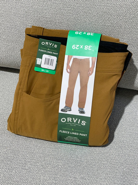 Orvis Men’s Fleece Lined Brown Pant 38x29