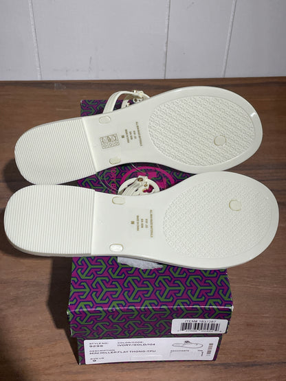 Tory Burch Women’s Mini Miller Flat Thong Ivory/Gold Size 9
