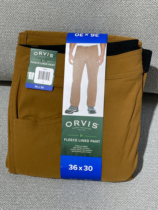 Orvis Men’s Fleece Lined Brown Pant 36x30