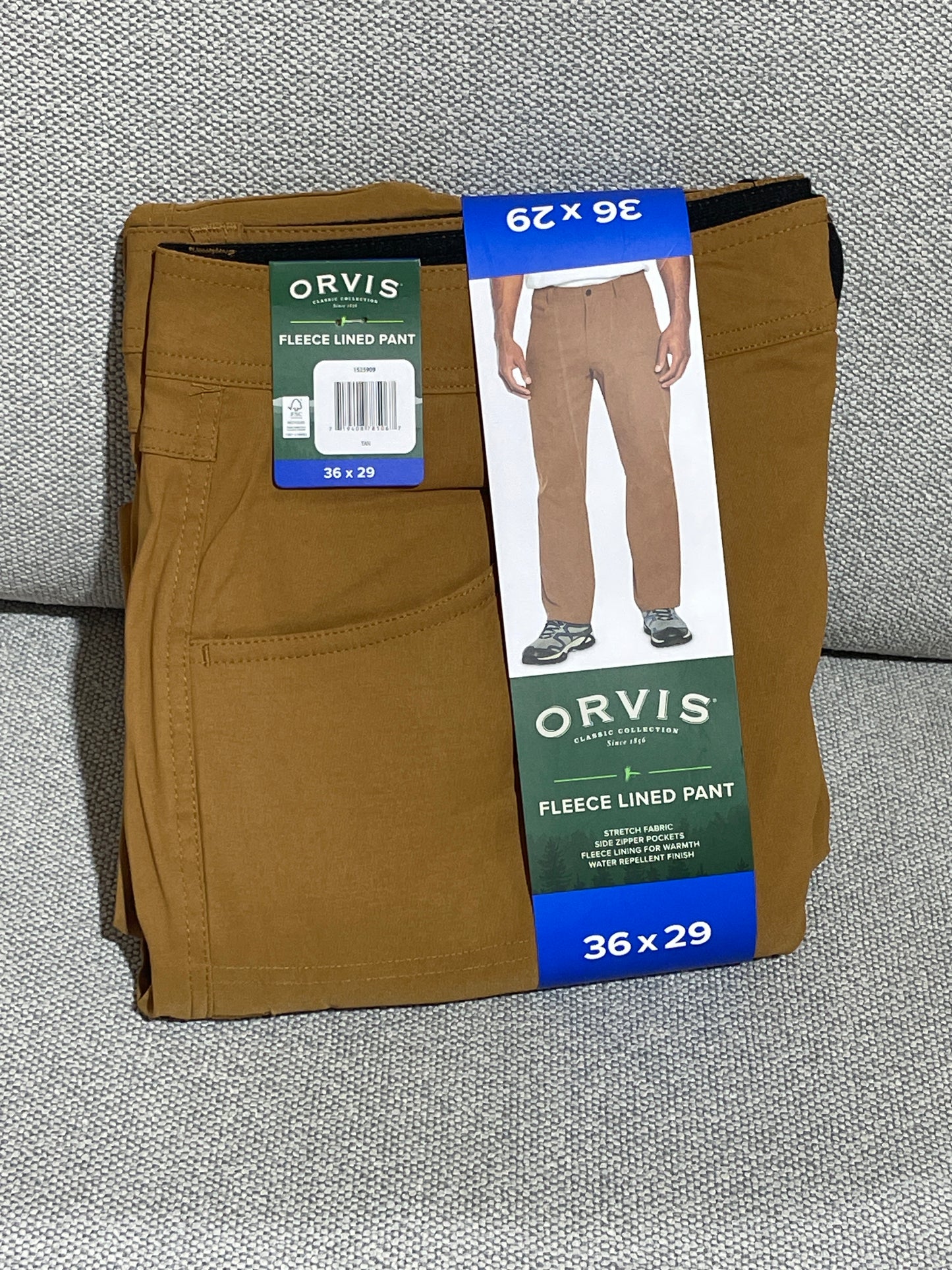 Orvis Men's Fleece Lined Pant 36x29 Tan