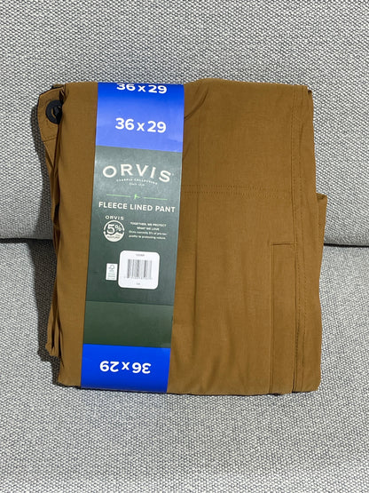 Orvis Men's Fleece Lined Pant 36x29 Tan