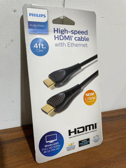 Philips High Speed HDMI Cable with Ethernet 4ft EZGrip