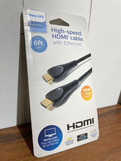 Philips High Speed HDMI Cable with Ethernet 6ft