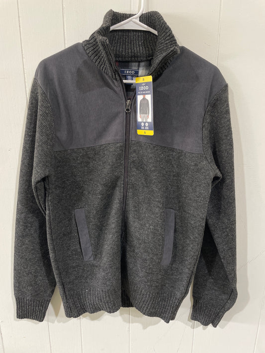 IZOD Men’s Full Zip Lined Sweater Size S Dark Gray With Pockets